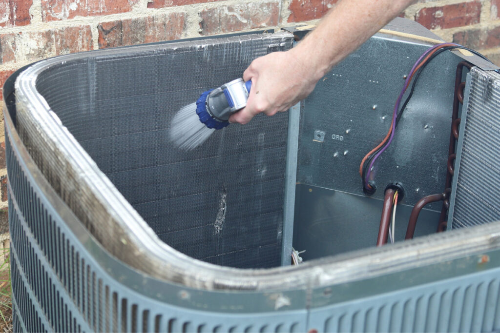 Cleaning an outdoor AC unit